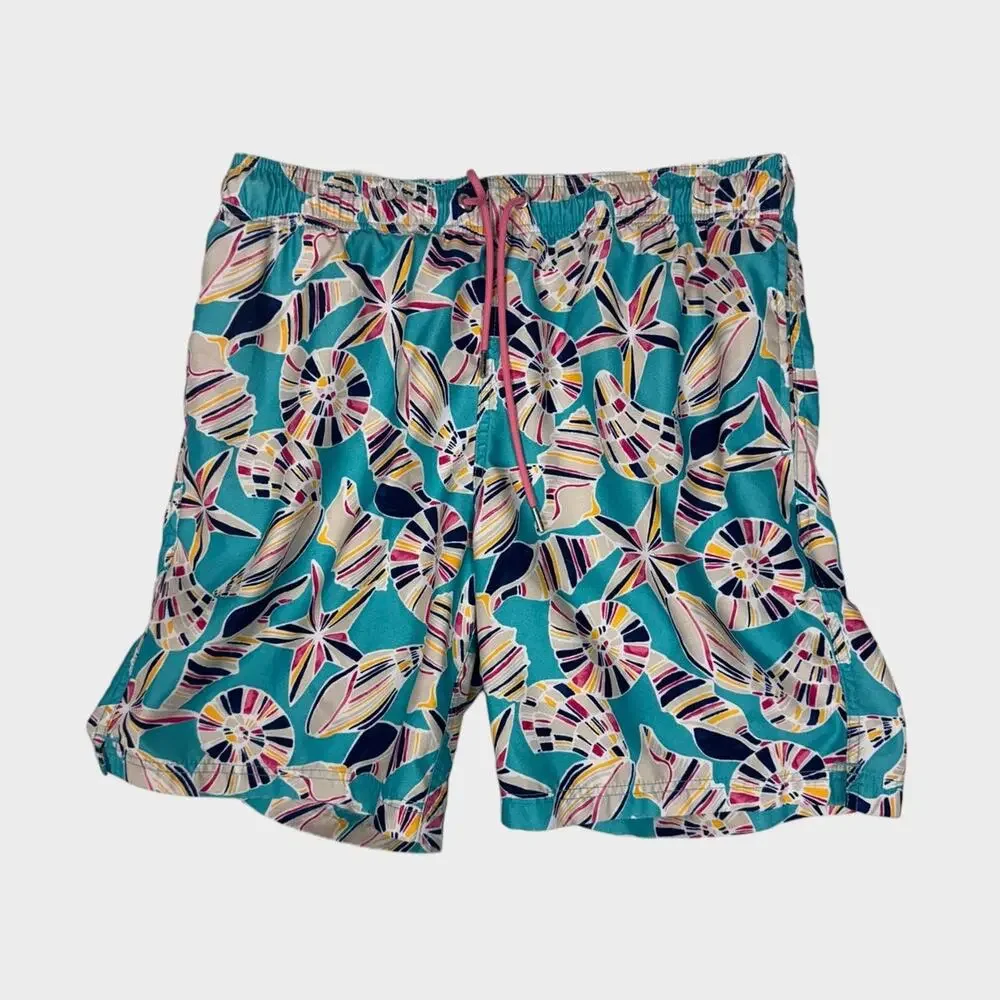 Lands' End Mens Medium 32-34 Seashells Print 100% Polyetser Net Lining Pocket